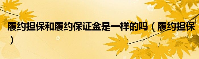 履约担保和履约保证金是一样的吗（履约担保）