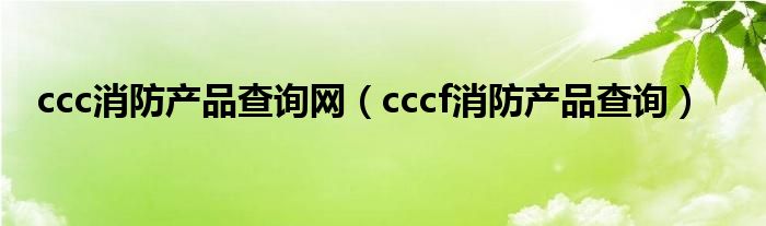 ccc消防产品查询网（cccf消防产品查询）