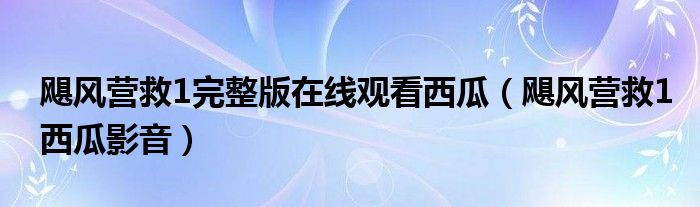 飓风营救1完整版在线观看西瓜（飓风营救1西瓜影音）