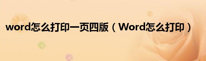 word怎么打印一页四版（Word怎么打印）