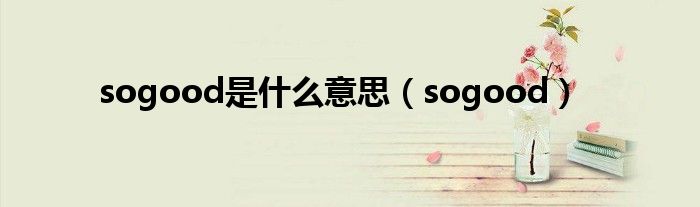 sogood是什么意思（sogood）