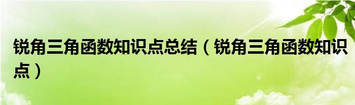 锐角三角函数知识点总结（锐角三角函数知识点）