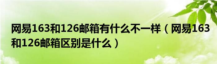 网易163和126邮箱有什么不一样（网易163和126邮箱区别是什么）