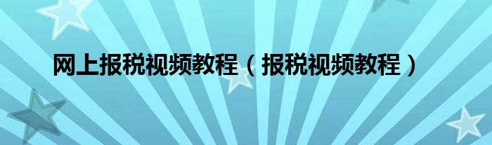 网上报税视频教程（报税视频教程）