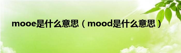 mooe是什么意思（mood是什么意思）