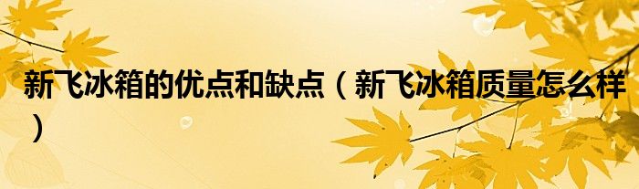 新飞冰箱的优点和缺点（新飞冰箱质量怎么样）