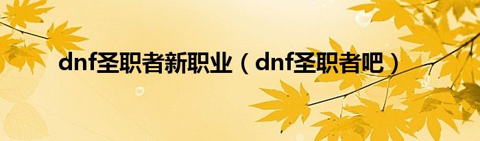 dnf圣职者新职业（dnf圣职者吧）