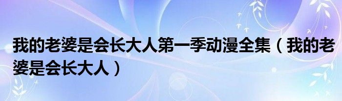 我的老婆是会长大人第一季动漫全集（我的老婆是会长大人）