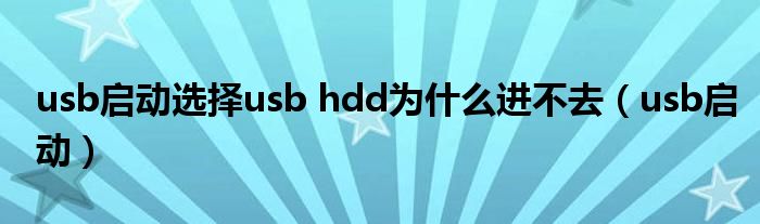 usb启动选择usb hdd为什么进不去（usb启动）