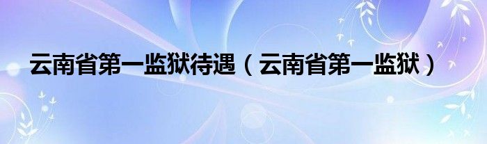 云南省第一监狱待遇（云南省第一监狱）