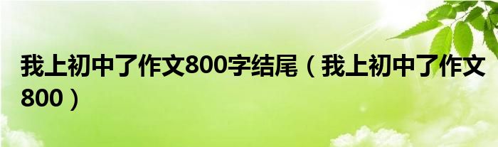 我上初中了作文800字结尾（我上初中了作文800）