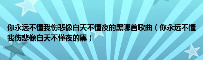 你永远不懂我伤悲像白天不懂夜的黑哪首歌曲（你永远不懂我伤悲像白天不懂夜的黑）