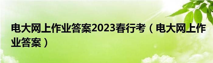 电大网上作业答案2023春行考（电大网上作业答案）