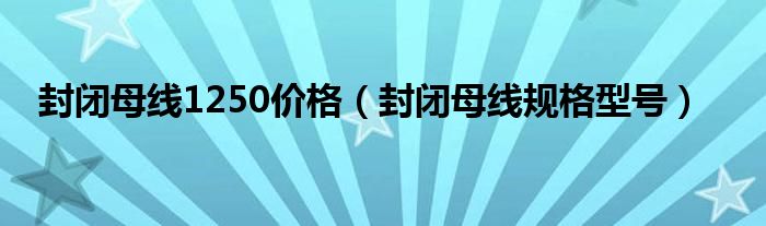 封闭母线1250价格（封闭母线规格型号）