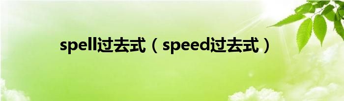 spell过去式（speed过去式）