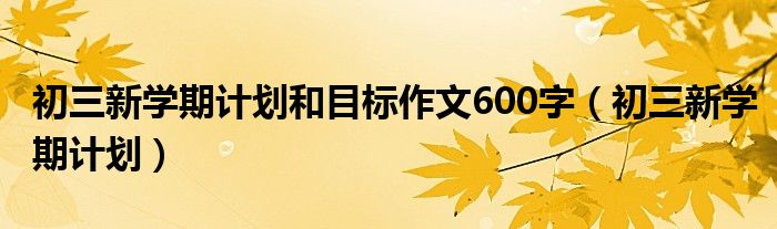 初三新学期计划和目标作文600字（初三新学期计划）