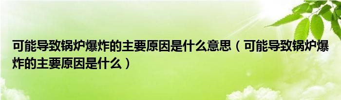 可能导致锅炉爆炸的主要原因是什么意思（可能导致锅炉爆炸的主要原因是什么）