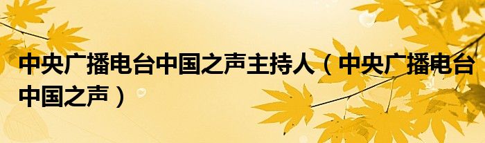 中央广播电台中国之声主持人（中央广播电台中国之声）