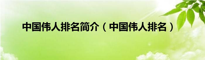 中国伟人排名简介（中国伟人排名）