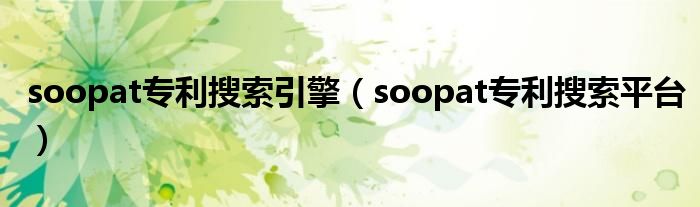 soopat专利搜索引擎（soopat专利搜索平台）