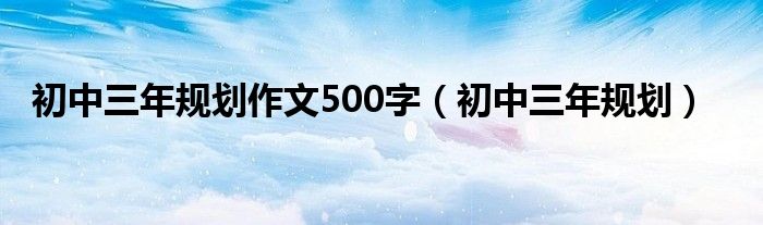 初中三年规划作文500字（初中三年规划）