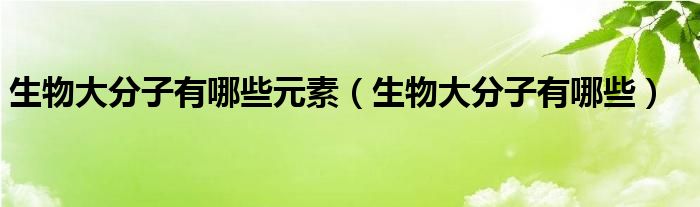 生物大分子有哪些元素（生物大分子有哪些）