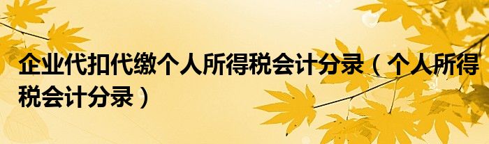 企业代扣代缴个人所得税会计分录（个人所得税会计分录）