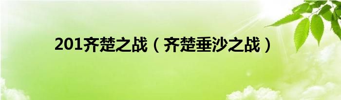 201齐楚之战（齐楚垂沙之战）