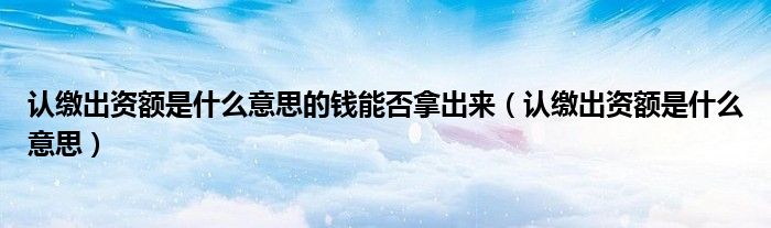 认缴出资额是什么意思的钱能否拿出来（认缴出资额是什么意思）