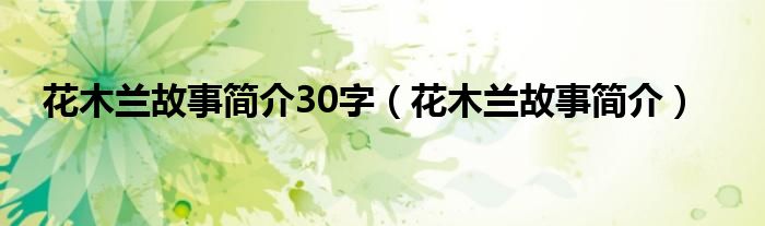 花木兰故事简介30字（花木兰故事简介）