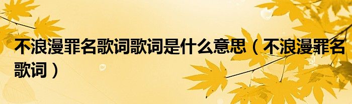 不浪漫罪名歌词歌词是什么意思（不浪漫罪名歌词）