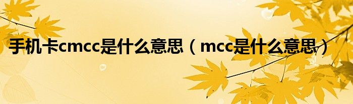 手机卡cmcc是什么意思（mcc是什么意思）