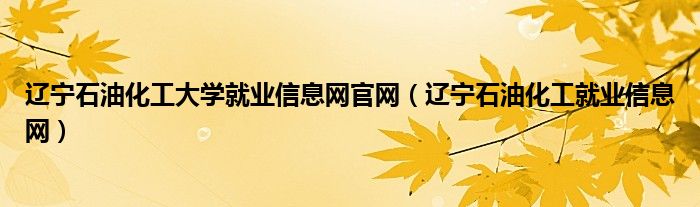 辽宁石油化工大学就业信息网官网（辽宁石油化工就业信息网）