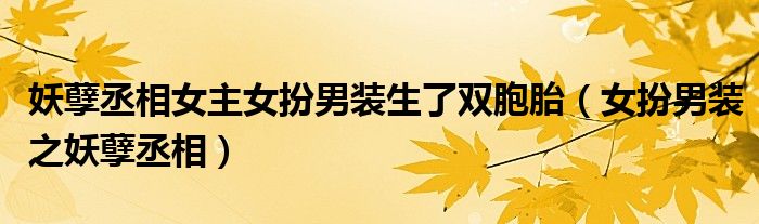 妖孽丞相女主女扮男装生了双胞胎（女扮男装之妖孽丞相）