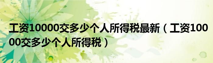 工资10000交多少个人所得税最新（工资10000交多少个人所得税）