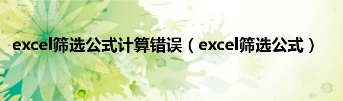 excel筛选公式计算错误（excel筛选公式）