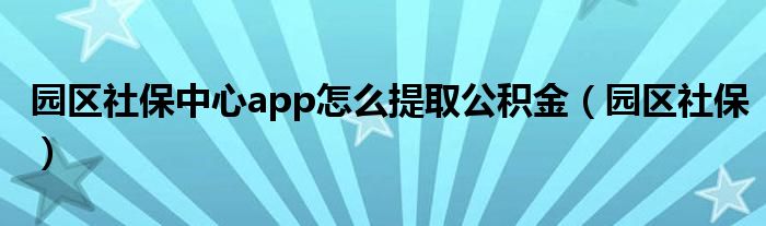 园区社保中心app怎么提取公积金（园区社保）