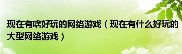 现在有啥好玩的网络游戏（现在有什么好玩的大型网络游戏）