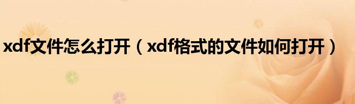 xdf文件怎么打开（xdf格式的文件如何打开）