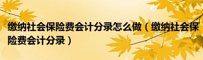 缴纳社会保险费会计分录怎么做（缴纳社会保险费会计分录）