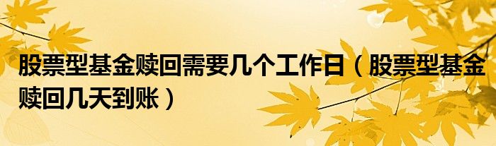 股票型基金赎回需要几个工作日（股票型基金赎回几天到账）