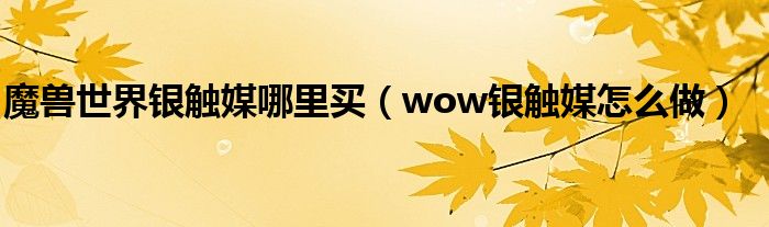 魔兽世界银触媒哪里买（wow银触媒怎么做）