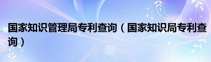 国家知识管理局专利查询（国家知识局专利查询）