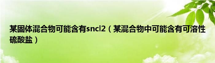 某固体混合物可能含有sncl2（某混合物中可能含有可溶性硫酸盐）