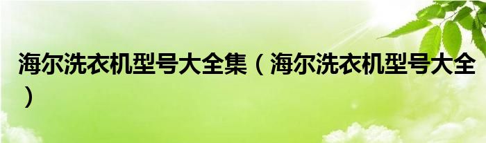 海尔洗衣机型号大全集（海尔洗衣机型号大全）