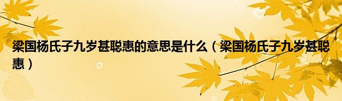 梁国杨氏子九岁甚聪惠的意思是什么（梁国杨氏子九岁甚聪惠）