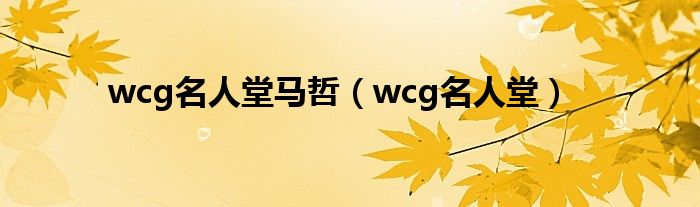 wcg名人堂马哲（wcg名人堂）