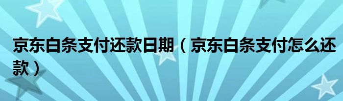 京东白条支付还款日期（京东白条支付怎么还款）