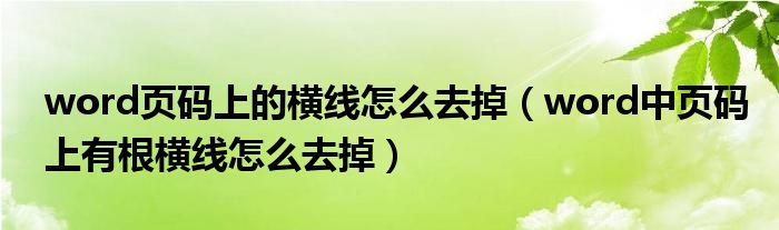 word页码上的横线怎么去掉（word中页码上有根横线怎么去掉）