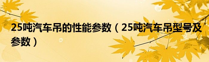 25吨汽车吊的性能参数（25吨汽车吊型号及参数）